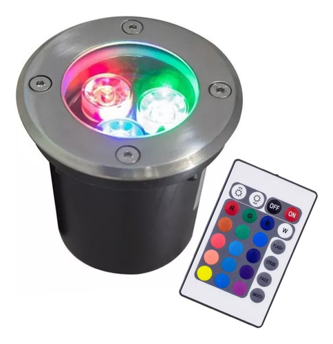 Spot Led Para Piso Empotrable Exterior 3w Rgb Multicolor