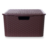 Canasto Caja Organizador Hogar Simil Rattan Grande Pack X 6