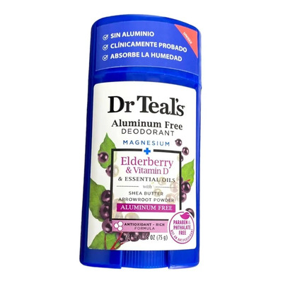 Antitranspirante en Barra Dr Teal's Elderberry y Vitamina D 75g Apto Piel Sensible | Envío gratis
