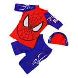 J Spiderman Hombre Araña Traje De Baño Y Gorro Para Niños