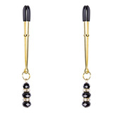 Elegante Perlas De Cristal Negro Pinzas Para Pezones Bondage