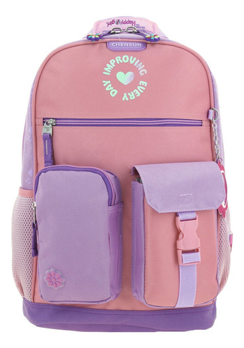 Mochila Grande Chenson Happy Girl Gradient Iridiscente Color Rosa Diseño De La Tela Lisa