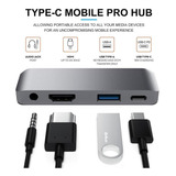 Usb Tipo C - Adaptador Hdmi 4k Pd Usb 3.0 Tipo C Dock 3,5 Mm