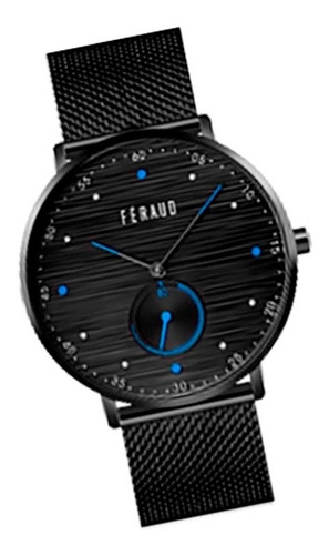 Reloj Feraud Men F5523gbkb Acero Cl Duro Tejido Black 30m Wr