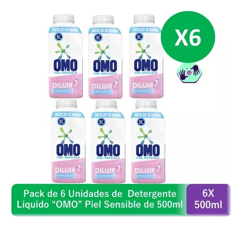 Omo Bebe Para Diluir Hipoalergenico Piel Sensible 500ml X6 