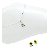 Tobillera De Girasol De Plata 925+aretes Gi6