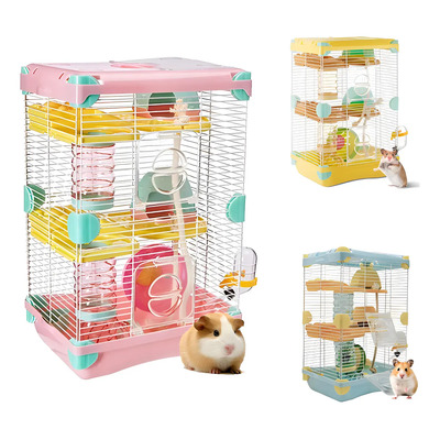 Jaula Equipada Casa P Hamster Raton Bebedero Rueda Comedero Color Rosa Simple Houseware | Envío gratis