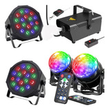 Paquete Luces Disco Dj Led Para Fiestas Maquina De Humo