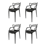 Set 4 Sillas Master Modernas Apilables Comedor Restaurante P