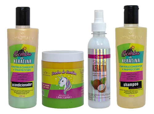 Kit Shampoo + Acondicionador + Crema + Spray Keratina