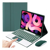 Funda C/teclado+mouse+lápiz P/iPad Pro11/air4/5 10.9 Verde