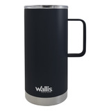 Taza Térmica Wallis M2890393 Con Protector Deslizante, 500 Ml, De Acero Inox Color Negro Liso