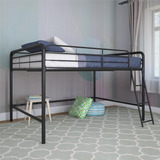 Jett Junior - Cama Tipo Loft De Metal, Color Negro