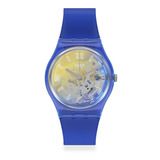 Reloj Mujer Swatch Gn278 Cuarzo 34mm Pulso Azul En Silicona