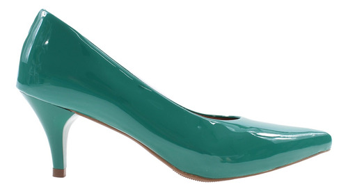 Scarpin Verde Feminino Salto Baixo Confortável Valle Shoes