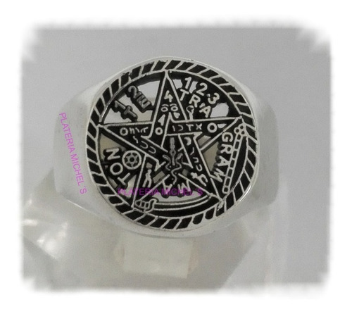 Anillo Tetragramaton En Plata Ley 0.925