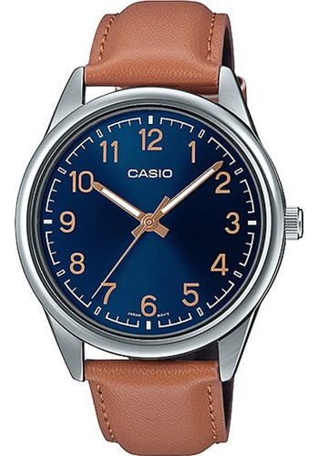 Reloj Casio Quartz Mtp-v005l-2b4 Hombre Piel Marrón 