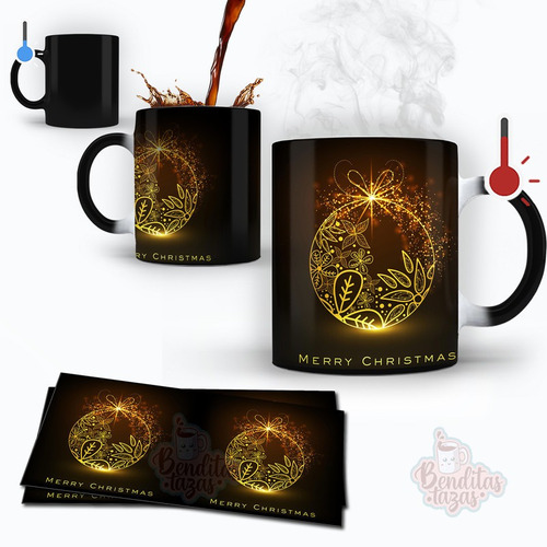 Taza Magica Regalo De Navidad  Esferas Brillantes Bonitas