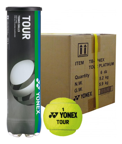 Caja Pelotas De Tenis De 24 Tarros Yonex Tour X3 Unidades