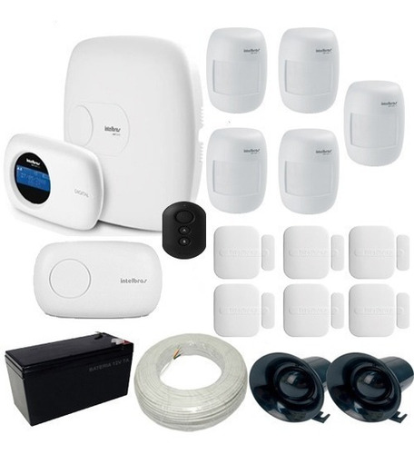 Kit Intelbras Alarme Central Amt 2018e Discadora+11 Sensores