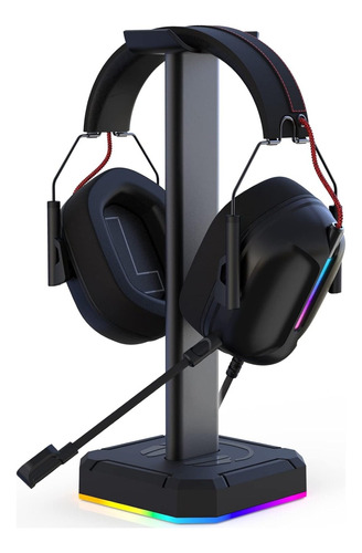 Soporte Base Para Auriculares Diademas Gamer Con Luz Rgb Usb