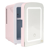 Mini Refrigerador Con Espejo Y Luz Led Regulable, Rosa