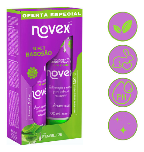 Kit Shampoo Tratamento Cond Super Babosao Vitay Novex 300ml