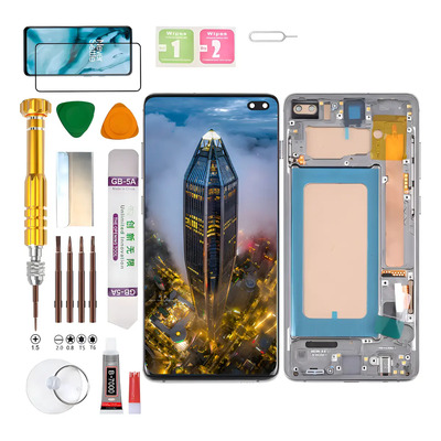 (Negro) Pantalla Para Samsung S10+ Plus G975F G975U G975U1 Galaxy SM-G975F\u002FDS Display Con Marco Atención: Esto es incell pantalla plana (no curva) sin huella digital | Envío gratis