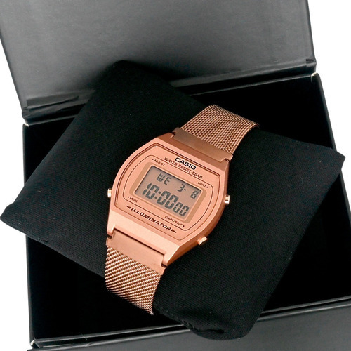 Relógio Casio Feminino Vintage Digital B640wmr 5ad Rose Correia Rosa Fundo Positivo