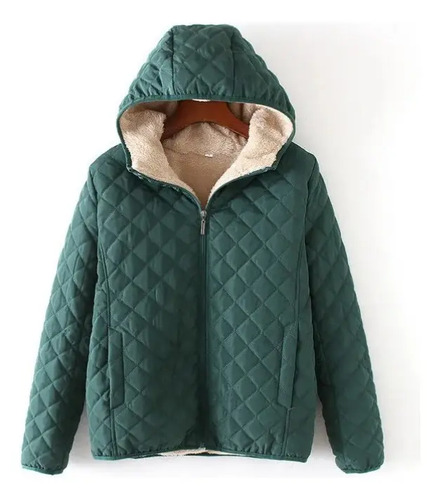 Chaqueta Mujer Corta Acolchada Ligera Forro Polar Peludo
