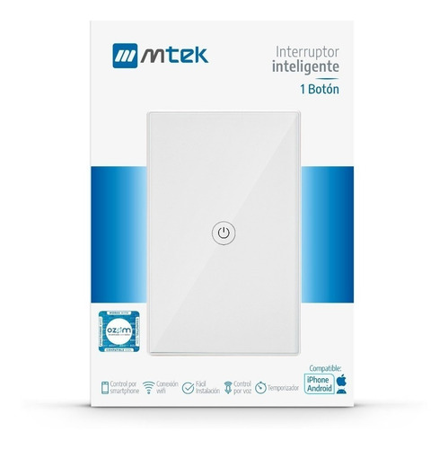 Interruptor Inteligente Mtek  De 1 Boton Wifi - Ios Android