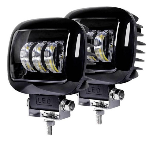 Par Faro Cuadrado O Redondo 3 Led 30w 5'' Lupa 6d Moto