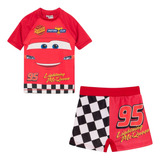 Conjunto Cars Rayo Mcqueen Uv Protección Solar Remera Niños 