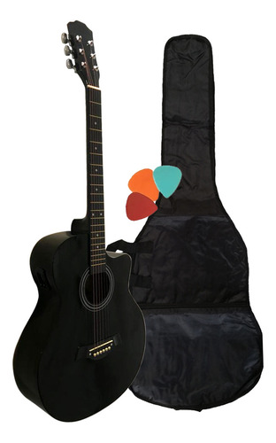 Guitarra Acustica Electroacústica Acero Sunset Funda + Puas