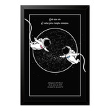 Quadro Mapa Das Estrelas Astronautas A4 Com Moldura E Vidro