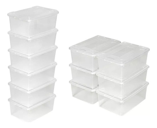Caja Transparente De Plástico Multiusos 10 Pzs Apilables