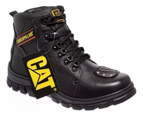 Bota Cat Motociclista Couro Legitimo Palmilha Gel 