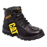 Bota Cat Motociclista Couro Legitimo Palmilha Gel 