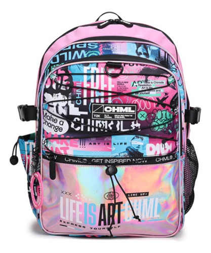 Mochila Espalda Holo 17 - Art Life Pink C3 Tr92 Color Negro