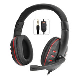 Fone De Ouvido P3 Headset Compatível Ps5 Ps4 Ps3 Xbox One Pc Cor Preto/vermelho