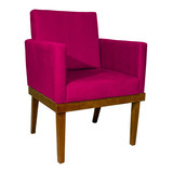 Poltrona Decorativa Cadeira Reforçada Recepção Divine Cores Cor Pink Desenho Do Tecido Tecido Suede
