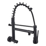 Llave Monomando Lavaplato Negro Al Muro Flexible Profesional