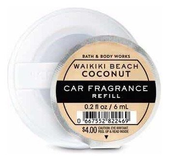 Waikiki Beach Coconut Car Fragrance Refil  Bath Body Works