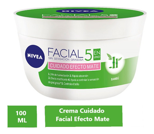 Crema Facial Nivea 5 En Uno Efecto Mate 100ml