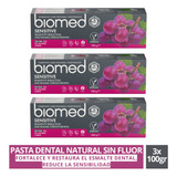 Pack 3 Pastas Dentales Naturales Biomed Sensitive 100g