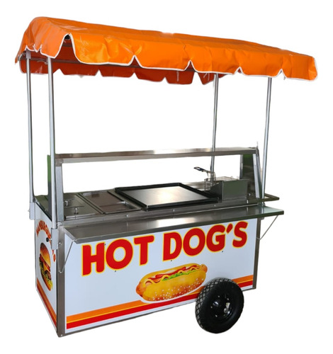 Carro Hotdog Hamburguesas 150x70 Acero Inox Comal Grande