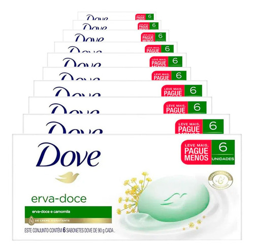 Kit Sabonete Em Barra Dove Erva-doce E Camomila 90g 6 Sabone