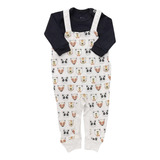 Roupas De Bebe Menino Jardineira Infantil Bichinhos Mescla