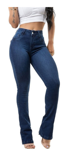 Calça Jeans Lycra Flare Bojo Modela Bumbum Escura