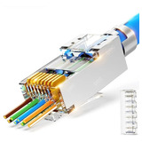 Plug Conectores De Passagem Rj45 Cat6a E Cat7 Blindado 6uni